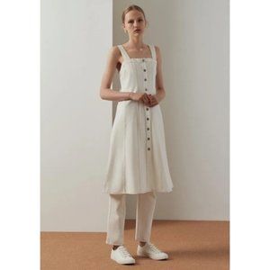 KOWTOW Ecru White Denim Square Neck Panel A line Midi Dress XL